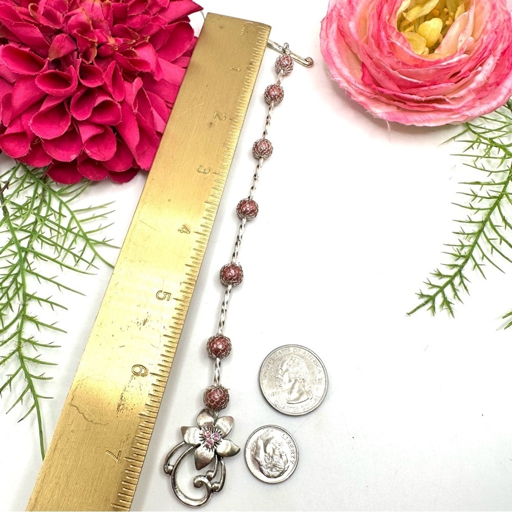 NEW⚜️Blush Pink Mesh Beaded Floral Bracelet - Picture 5 of 5